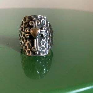 Antiqued Silver Hammered Cross Ring